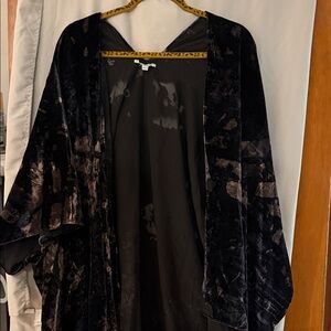 Nostalgia Black and Blue Velvet Cape with sheer accents